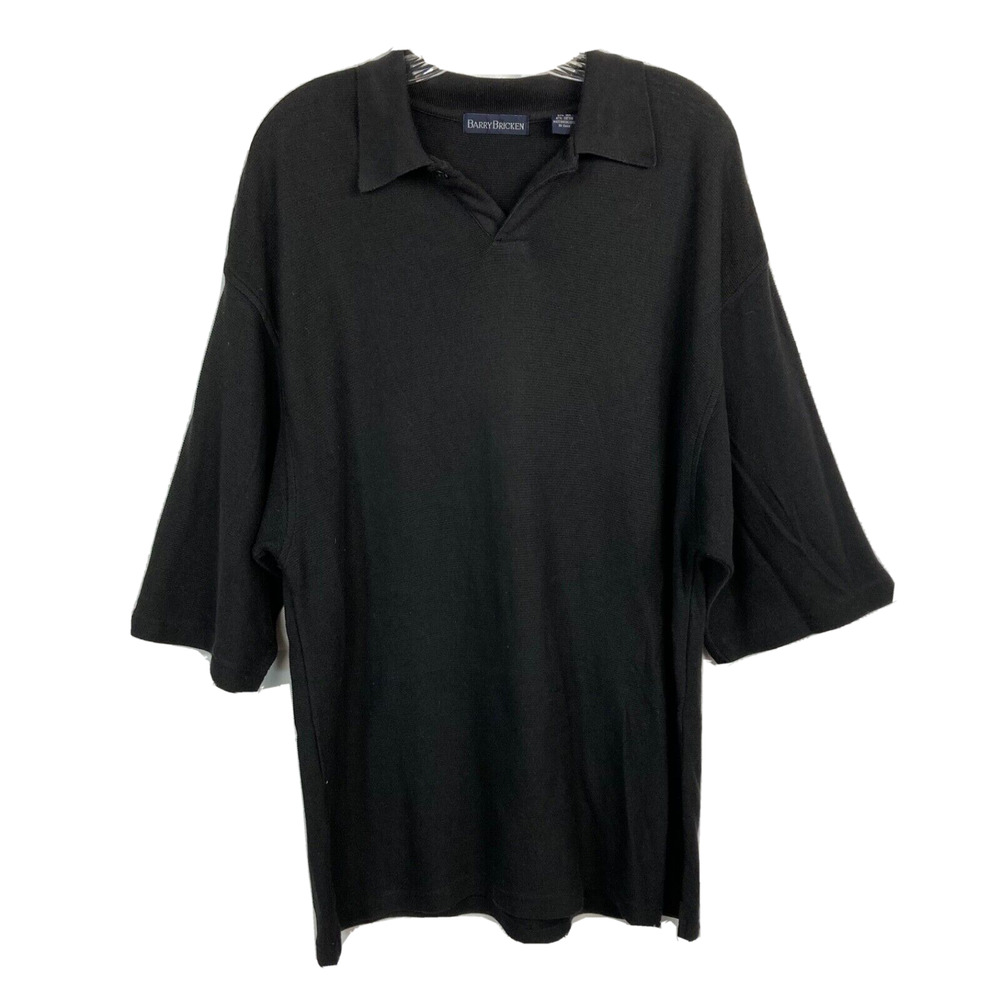 Barry Bricken‎ Polo Shirt Mens Sz XL Black Short Sleeve Silk Cotton Knit